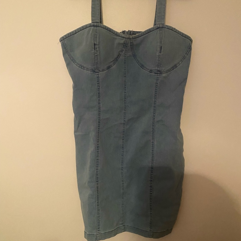 5 for $25 Derek Heart denim zip up stretch dress - Picture 2 of 7